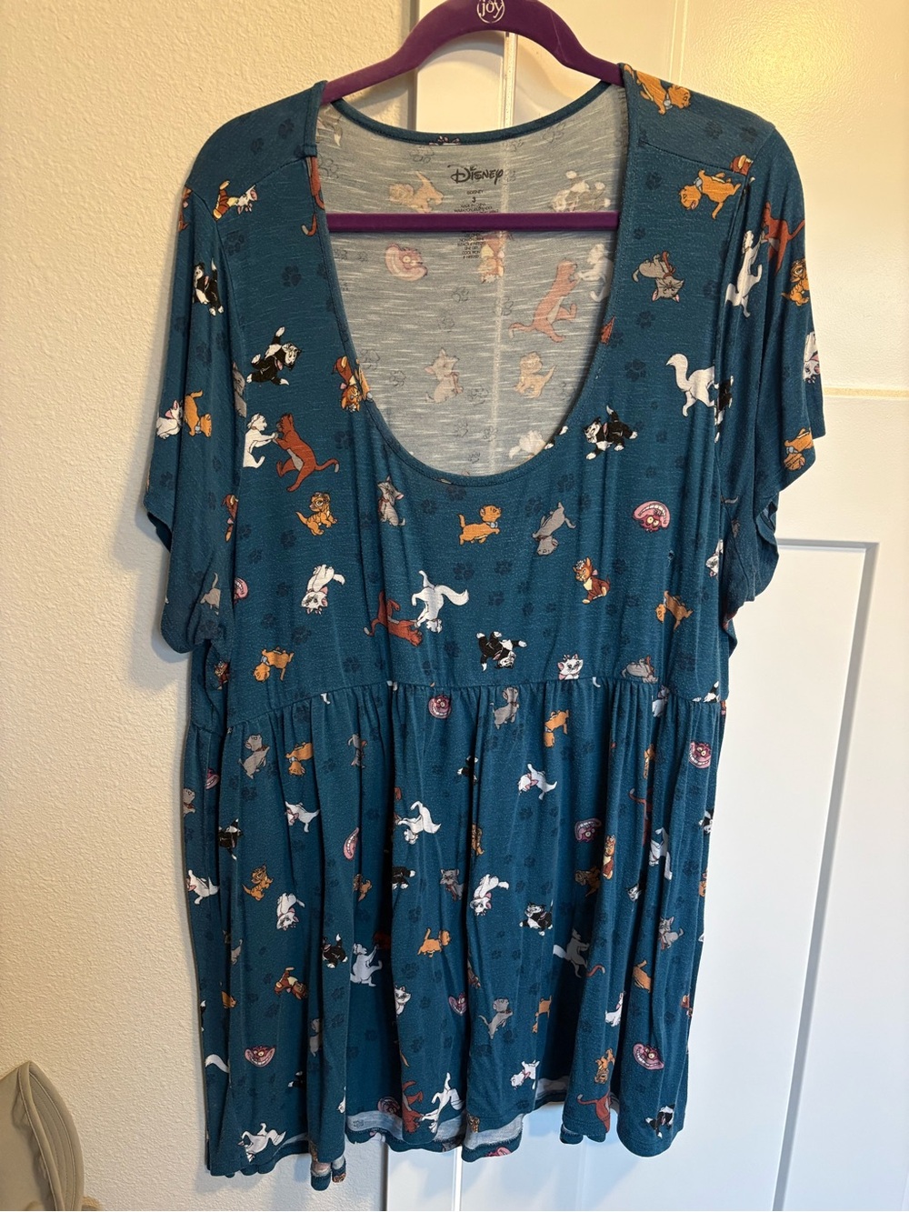 torrid Teal Blue Disney Cat Pattern Babydoll Tunic